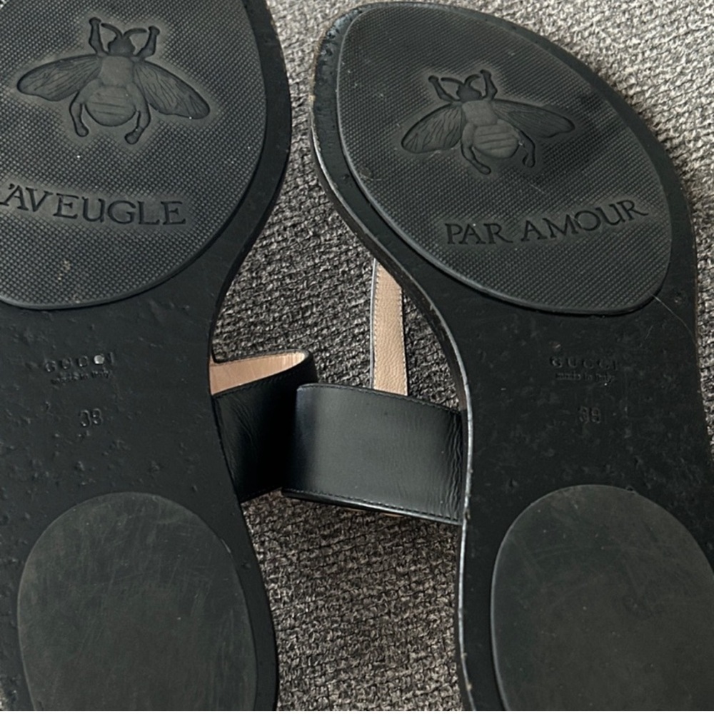 Gucci GG Marmont Leather Thong Sandals • Black • Size 39 - Picture 7 of 8